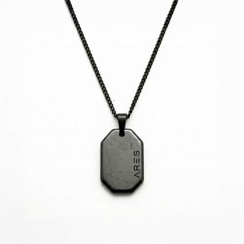 Hematite Dog Tag Necklace